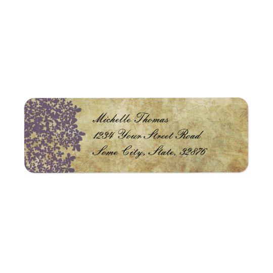 Purple Floral Vintage Wedding Address Return Address Label