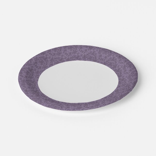 Purple floral wallpaper 2 paper plate (Angled)