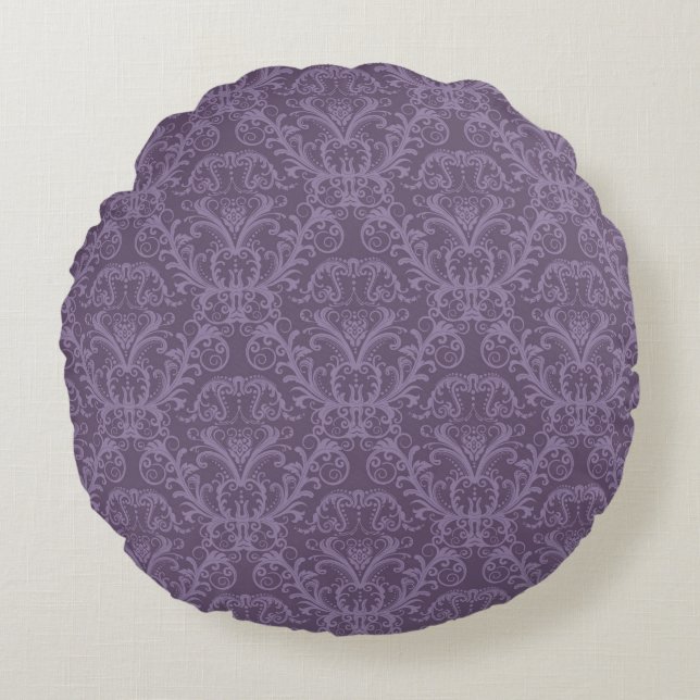 Purple floral wallpaper 2 round pillow (Front)