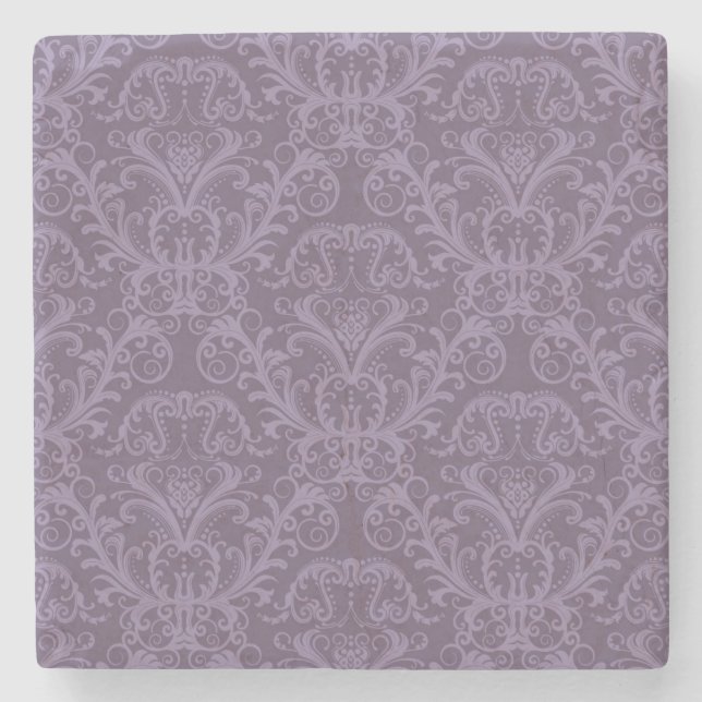 Purple floral wallpaper 2 stone coaster (Front)