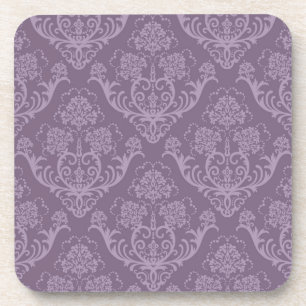 Purple floral wallpaper coaster