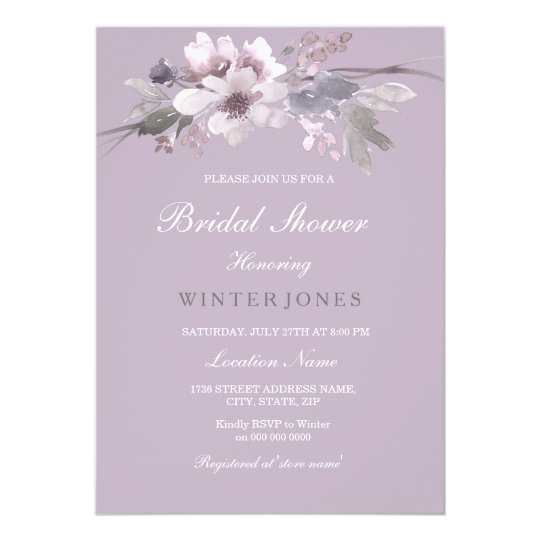 Purple Floral Watercolor Bridal Shower Invitation