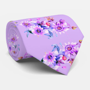 Purple Floral Watercolor Tie