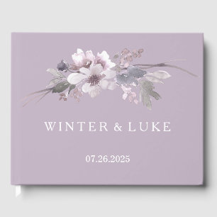 Purple Floral Watercolor Wedding Guest Book