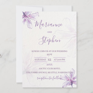 Purple Floral Watercolor Wedding Invitation
