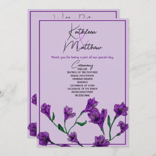 Purple Floral Watercolor Wedding Program