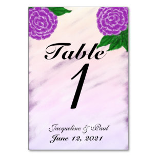 Purple Floral Watercolor Wedding Table No. Cards
