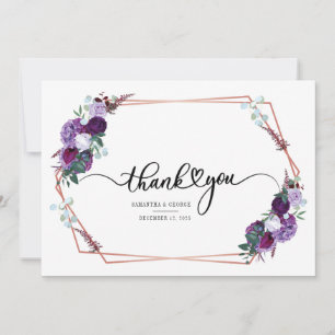 Purple Floral Watercolor Wedding Thank You Card