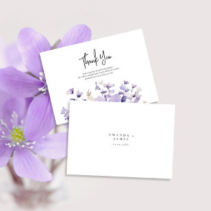 Purple Floral Watercolor Wedding Thank You Card