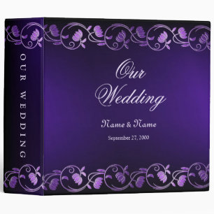 Purple Floral Wedding Album Binder