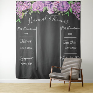 purple floral Wedding backdrop, photo prop, custom Tapestry