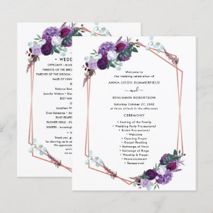 Purple Floral Wedding Ceremony Program