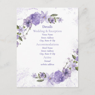 Purple Floral Wedding Enclosure Card