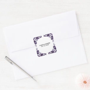 Purple Floral Wedding Envelope Seal