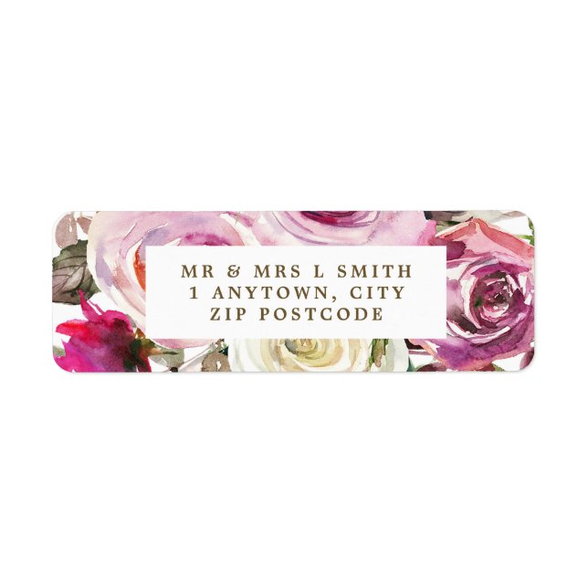 purple floral wedding etc return address label (Front)