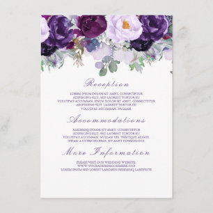 Purple Floral Wedding Information Guest Card