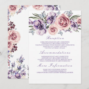 Purple Floral Wedding Information Guest Card