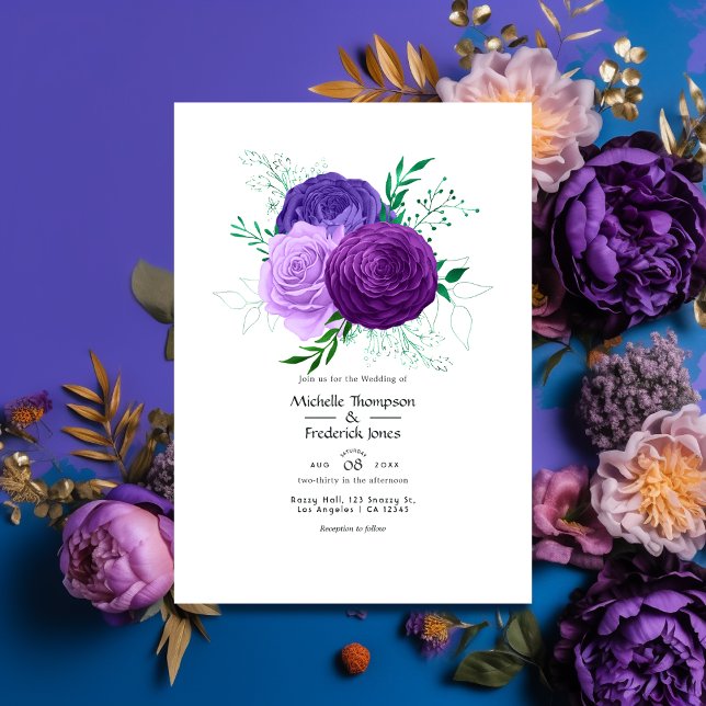 Purple Floral Wedding Invitation (Creator Uploaded)