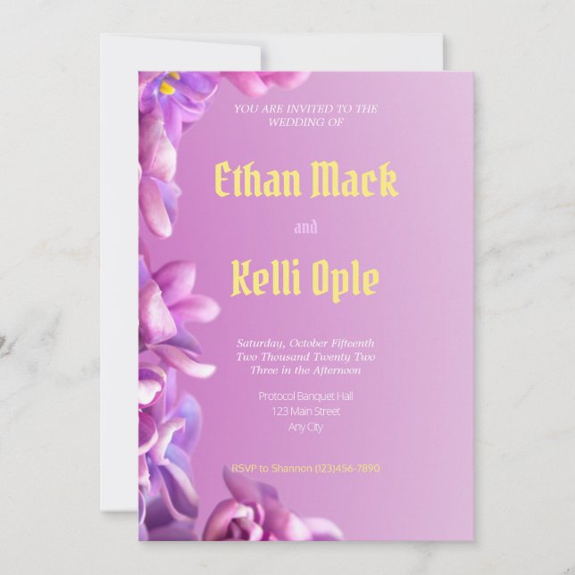 Purple Floral Wedding Invitation (Front)