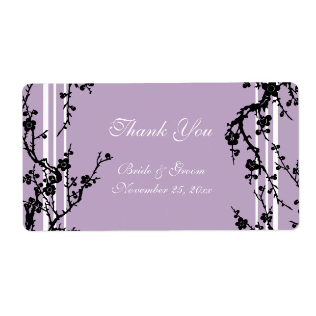 Purple Floral Wedding Labels (Front)
