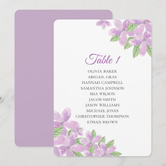 Purple floral wedding. Lilac flower seating charts Invitation