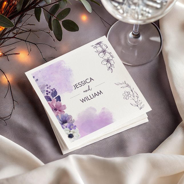 Purple Floral Wedding Napkins (Creator Uploaded)