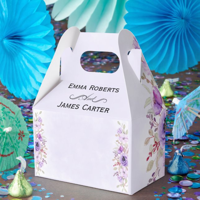 Purple Floral Wedding Party Favour Boxes (Party)