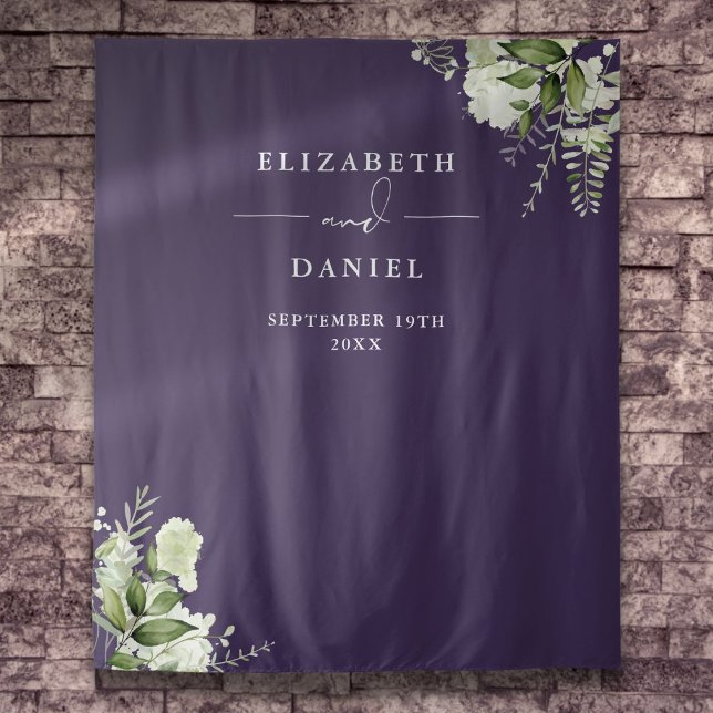 Purple Floral Wedding Photo Booth Backdrop Tapestry (Purple Floral Wedding Photo Booth Backdrop)