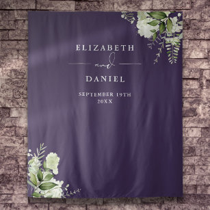 Purple Floral Wedding Photo Booth Backdrop Tapestry