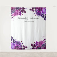 Purple floral wedding photo booth background