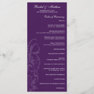 Purple Floral Wedding Program