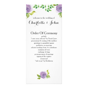 purple floral wedding programs