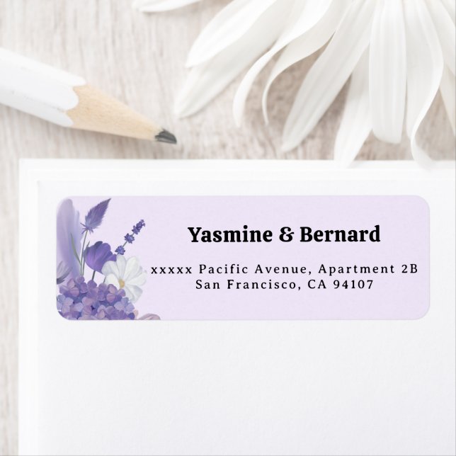 Purple Floral Wedding Return Address (Insitu)
