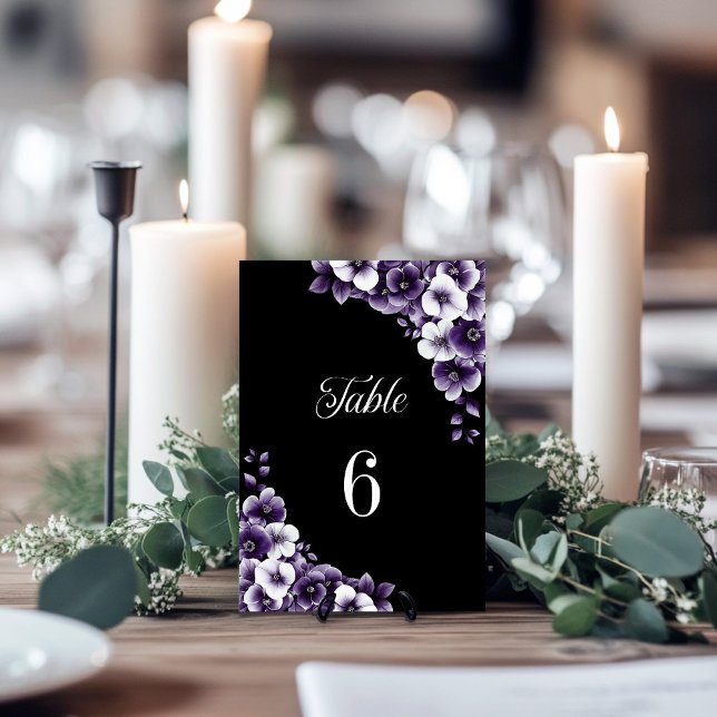 Purple Floral Wedding Table Number (Creator Uploaded)