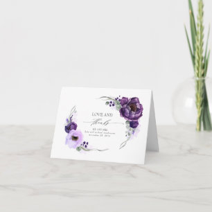 Purple Floral Wedding Thank You Card