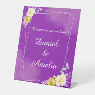 Purple Floral Wedding Welcome Sign