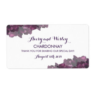 Purple Floral Wedding Wine Label