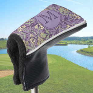 Purple Floral William Morris Custom Initial Ladies Golf Head Cover
