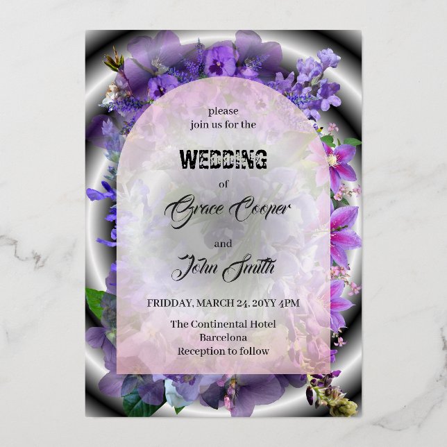 Purple floral with complex background / minimalist (Front)