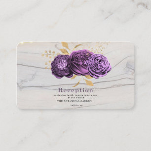 Purple Floral Wood Of String Lights Reception Enclosure Card
