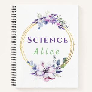 Purple Floral Wreath Botanical Nerd Kids Geek Girl Notebook