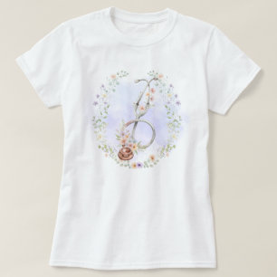 Purple Floral Wreath Stethoscope T-Shirt