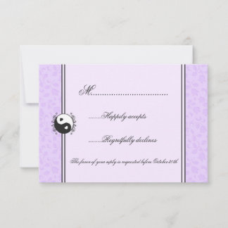 Purple Floral Yin and Yang Wedding RSVP Invitation