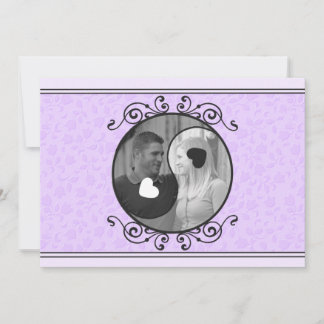 Purple Floral Yin & Yang Photo Wedding Invitation