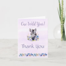 Purple Floral Zebra Carte de remerciements d'anniv