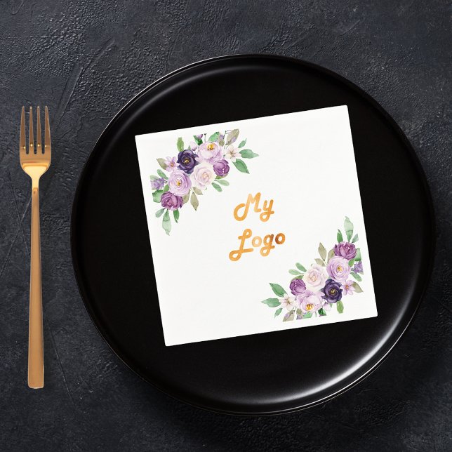 Purple florals business logo napkin (Creator Uploaded)