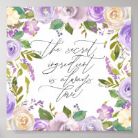 Purple Florals Calligraphy Secret Ingredient Quote