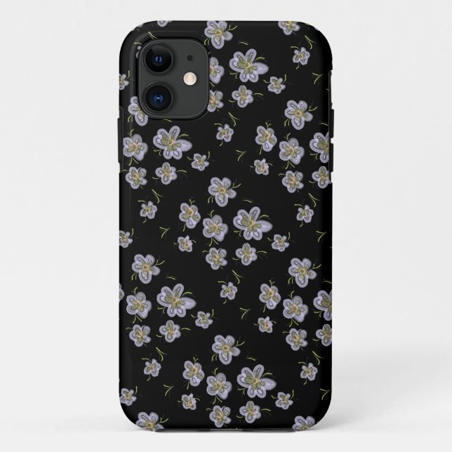 Purple Florals Computer Drawn Art Case-Mate iPhone Case (Back)