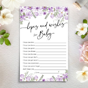 Purple Florals Hopes & Wishes Baby Shower Card