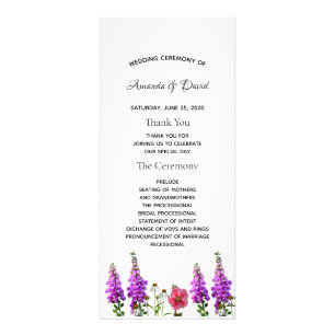 Purple florals white elegant wedding program